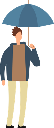 Man Standing With Umbrella  Illustration