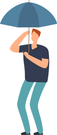 Man Standing With Umbrella  Illustration