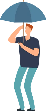 Man Standing With Umbrella  Illustration