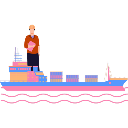 Man stands in the cruise  Illustration