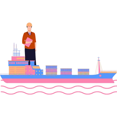 Man stands in the cruise  Illustration