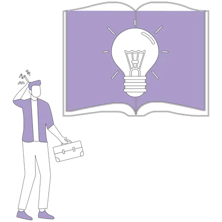 Man stands near open book  Illustration