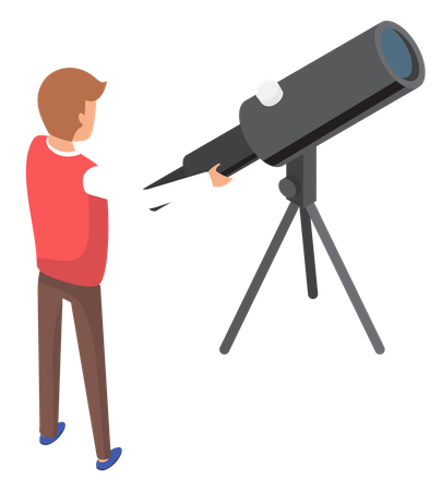 Man stands near telescope  Illustration