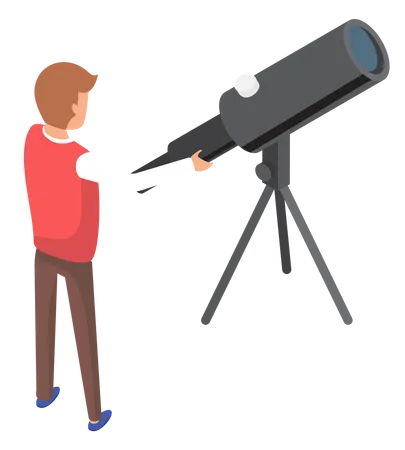 Man stands near telescope  Illustration