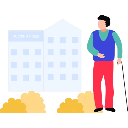 The Man Stands Outside The Nursing Home Illustration