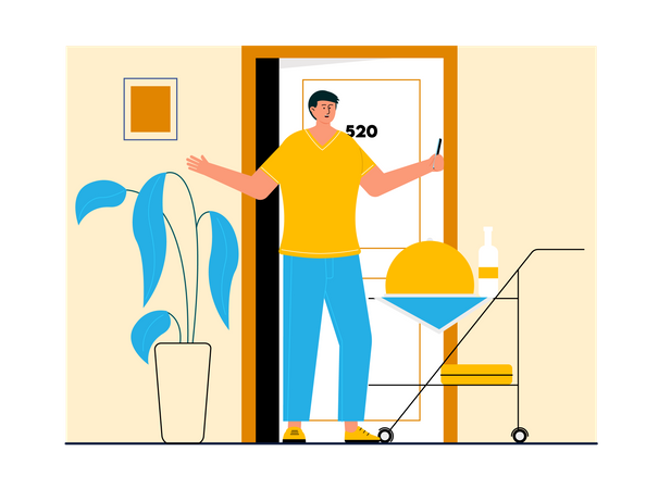 Man staying in hotel  Illustration