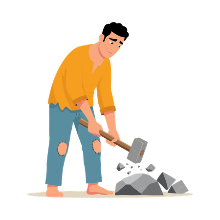 Man Stone Breaker breaking stone  Illustration
