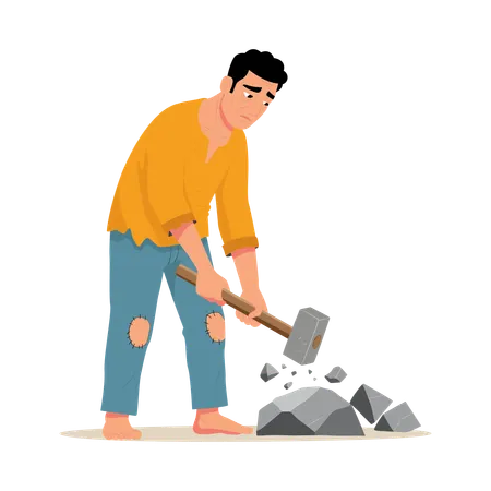 Man Stone Breaker breaking stone  Illustration