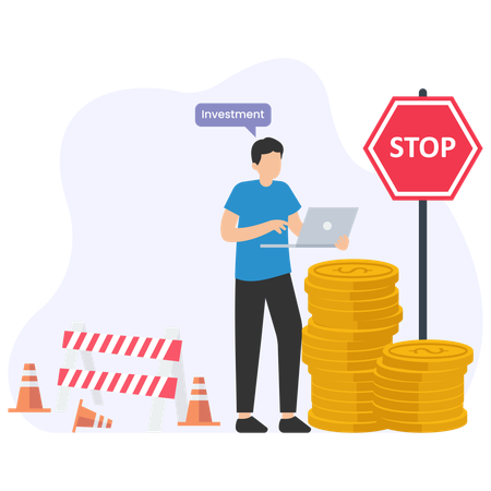 Man stopping investment  Illustration