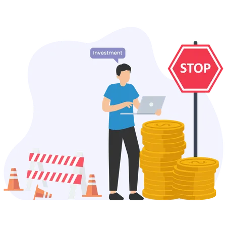 Man stopping investment  Illustration