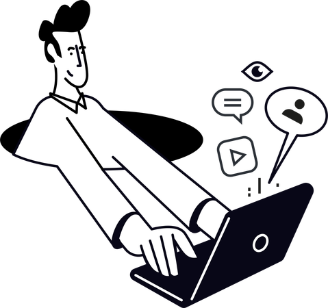 Man Streaming Internet  Illustration