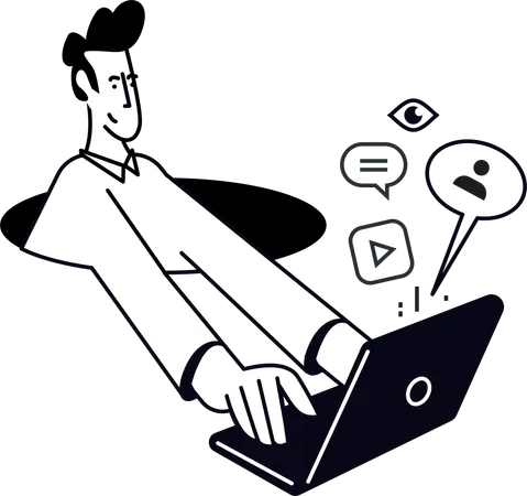 Man Streaming Internet  Illustration