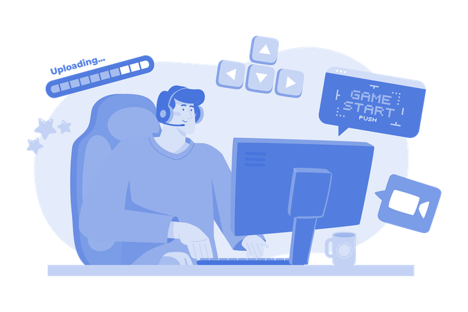 Man Streaming Live Gaming Illustration concept on white background  Illustration