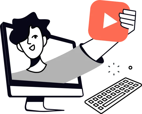 Man Streaming Video  Illustration