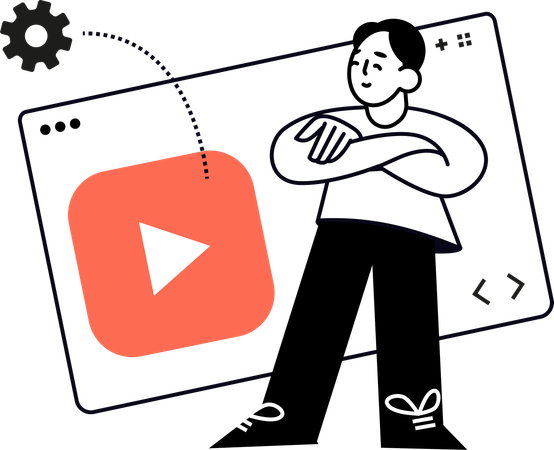 Man Streaming Video  Illustration