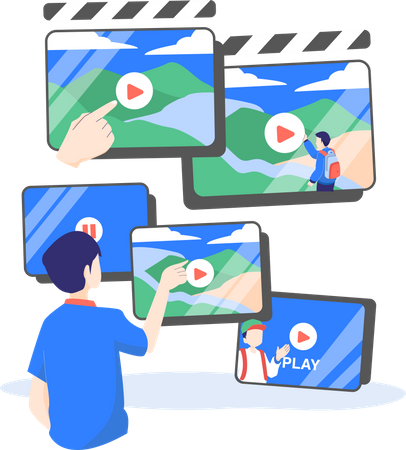 Man streaming video  Illustration