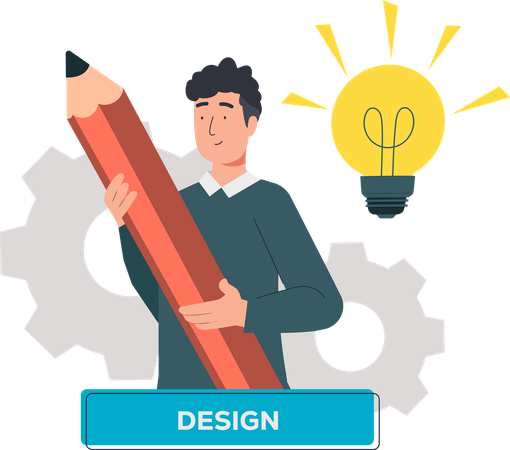 Man structuring clear solutions  Illustration