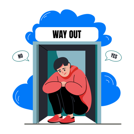 Man stuck in Elevator  Illustration