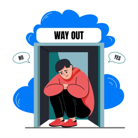 Man stuck in Elevator  Illustration