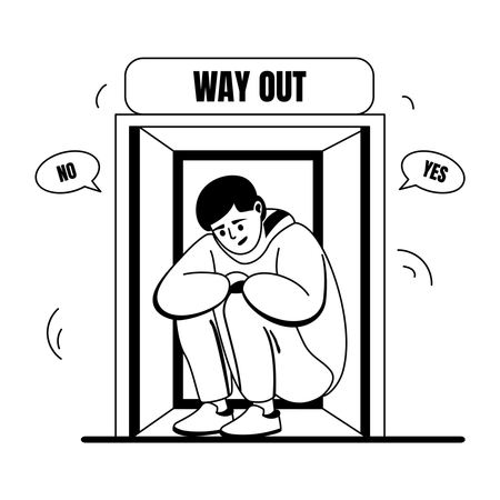 Man stuck in Elevator  Illustration