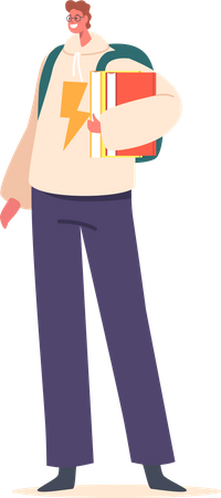 Man Student Character Carrying Books  Illustration