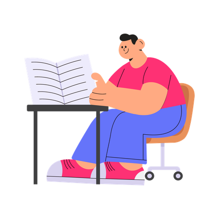 Man studying cryptocurrency trends in a book  Illustration