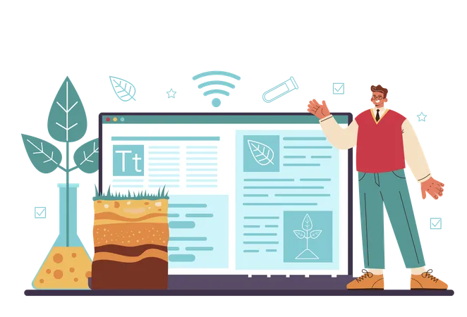 Man studying on soil science  Illustration