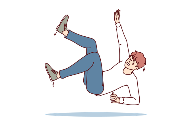 Man stumbles down from slippery floor  Illustration