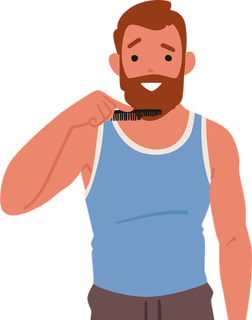 Man Styling Beard  Illustration