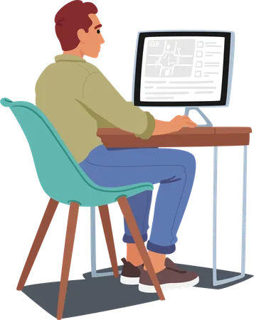 Man Successfully Navigates A Computerized Driving Test At The Driving School Character Demonstrating Proficiency In Road Rules Safety And Vehicle Operation Cartoon People Vector Illustration Illustration