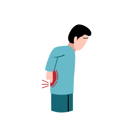 Man suffer from back pain due to bone weakness  Illustration