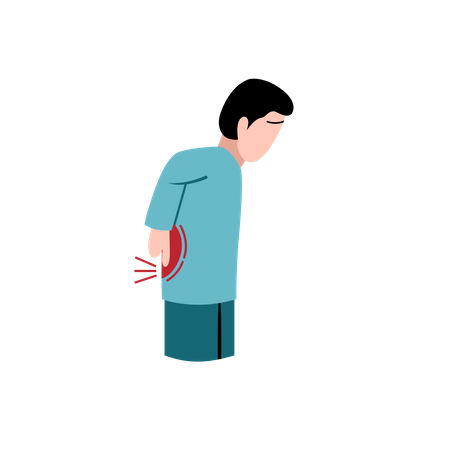 Man suffer from back pain due to bone weakness  Illustration