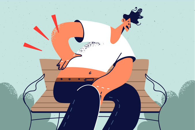 Man suffering back pain  Illustration