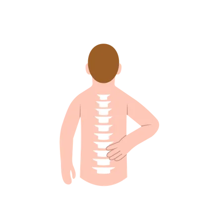 Man suffering from back pain  Illustration