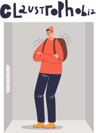 Man suffering from claustrophobia Illustration