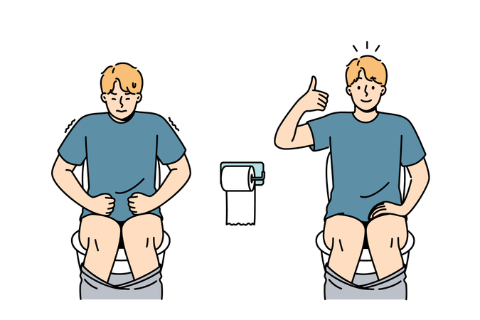 Man suffering from constipation problem  Illustration