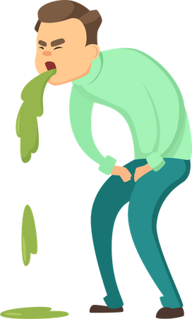 Man suffering from food poison  イラスト