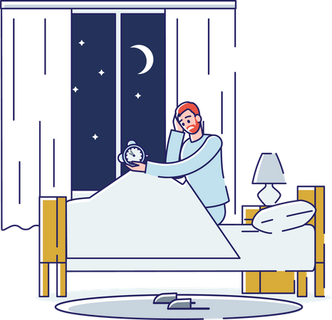 Man suffering from insomnia  Illustration