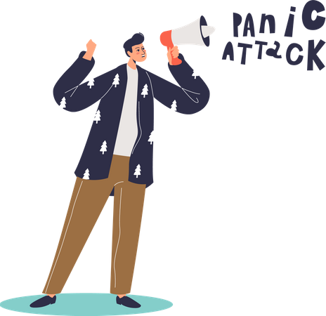 Man suffering from panic attack  Illustration