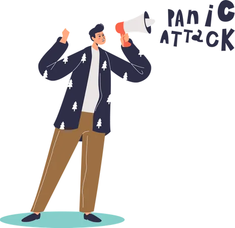 Man suffering from panic attack  Illustration