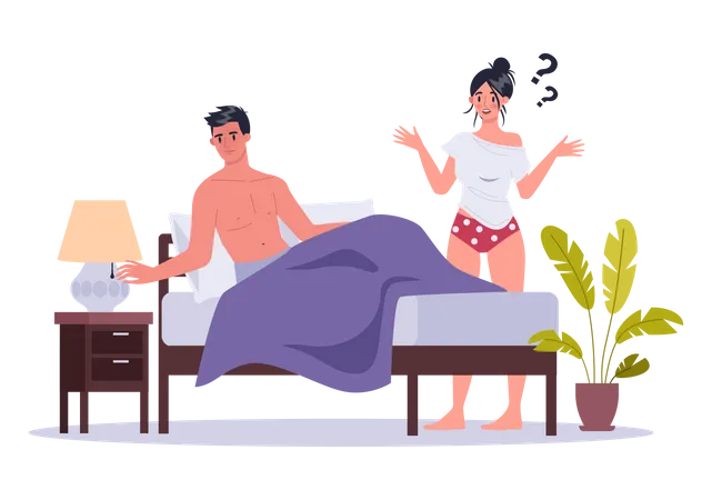 Man suffering from sexual dysfunction  Illustration