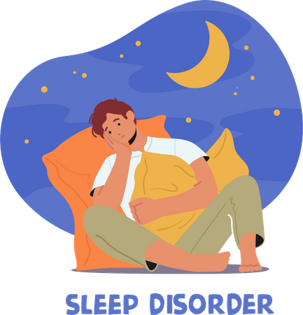 Man suffering from Sleep Disorder  Illustration