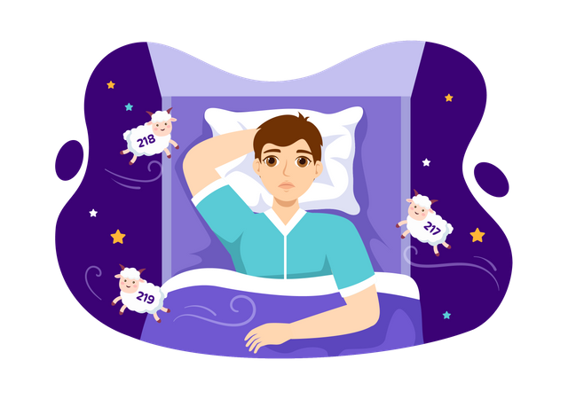 Man suffering from sleep disorder  Illustration