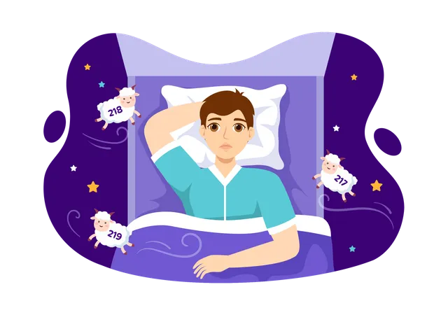 Man suffering from sleep disorder  Illustration