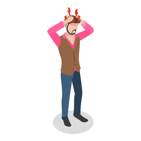 Man suffering headache  Illustration