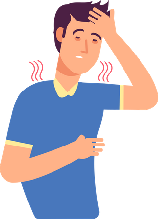 Man suffering high fever  Illustration