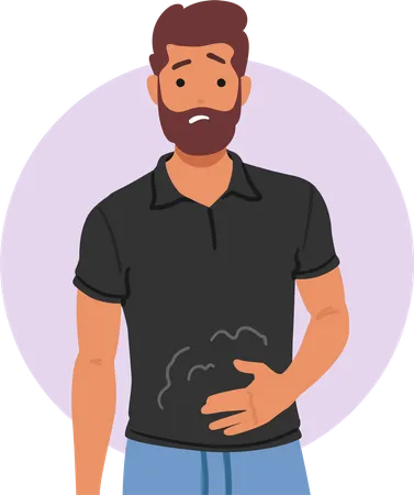 Man suffering stomach pain  Illustration