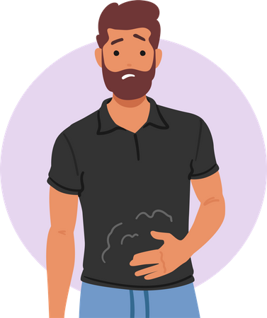 Man suffering stomach pain  Illustration