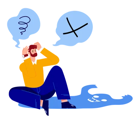 Man suffering with anxiety Illustration