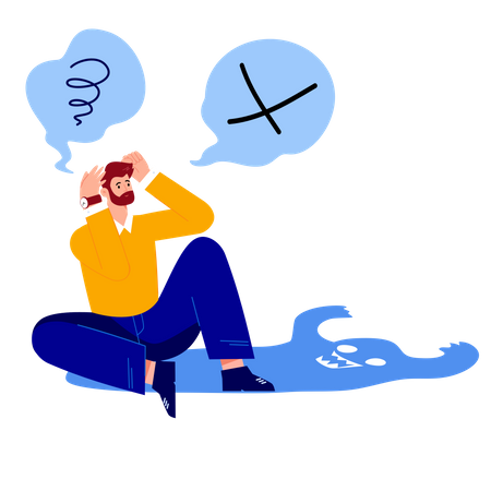 Man suffering with anxiety  Illustration